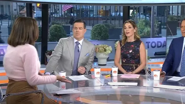 Alice + Olivia Calia Suede Midi Skirt worn by Chloe Melas as seen in Today on January 28, 2025