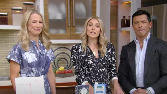 Onzième robe-chemise en popeline de coton à imprimé floral portée par Wendy Bazilian comme on le voit dans LIVE with Kelly and Mark le 28 janvier 2025