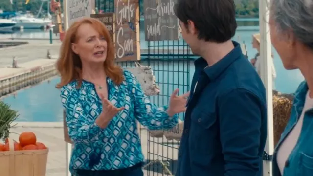 Olsen Women's Long Sleeve Ikat Print Tunic Blouse worn by Rita Richards (Marnie McPhail) as seen in The Way Home (S03E03)