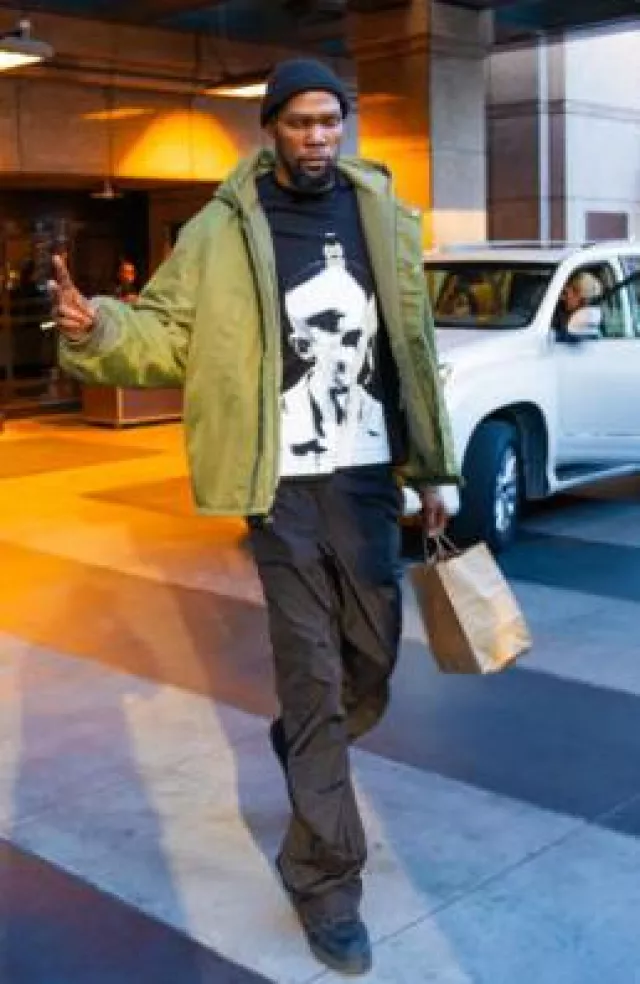 Louis Vuitton All Black Distressed LV Trainer Sneakers worn by Kevin Durant on the Instagram account @suns