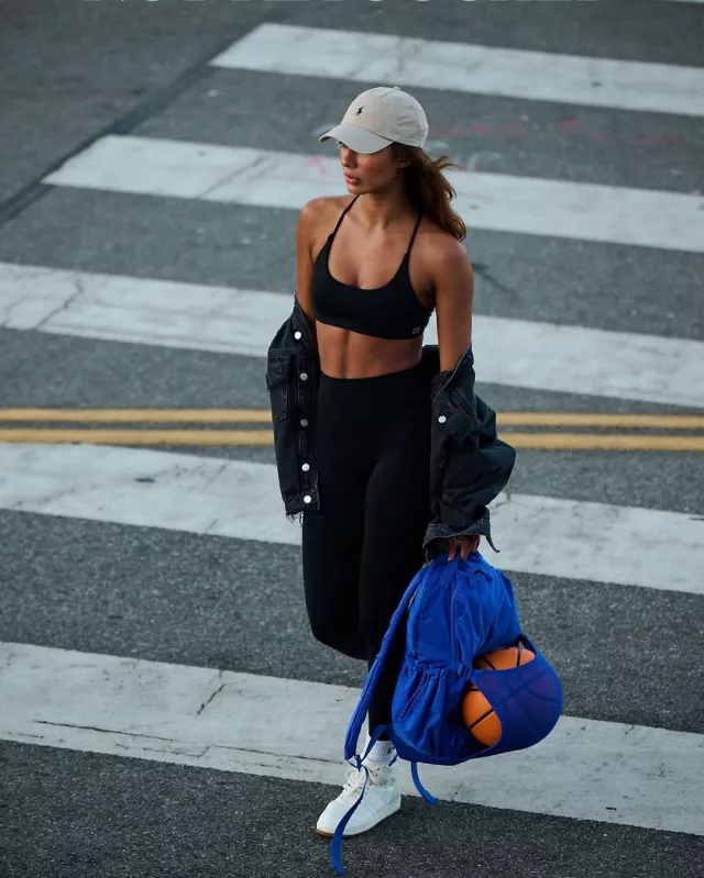 Beis the North to South Backpack in Cobalt Blue worn by Shay Mitchell on her Instagram Post on January 23, 2025