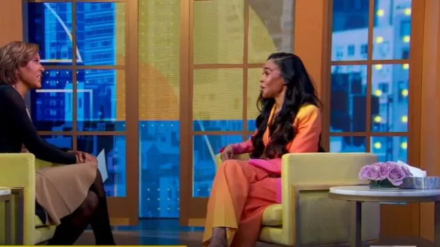Pantalón de pierna ancha Mac Duggal Ombre Crepe usado por Michelle Williams como se vio en Good Morning America el 3 de febrero de 2025