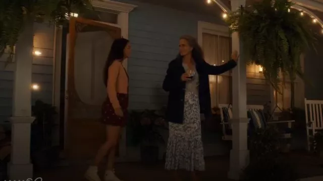 Reformation Irisa Dress Larkspur worn by Del Landry (Andie MacDowell) as seen in The Way Home (S03E05)
