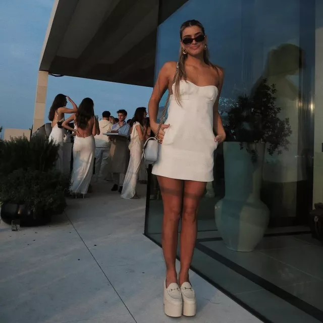 Gucci Rectangular Frame Sunglasses worn by Dixie D'Amelio at Michael Rubin 's 4th of July White Party on July 4, 2024