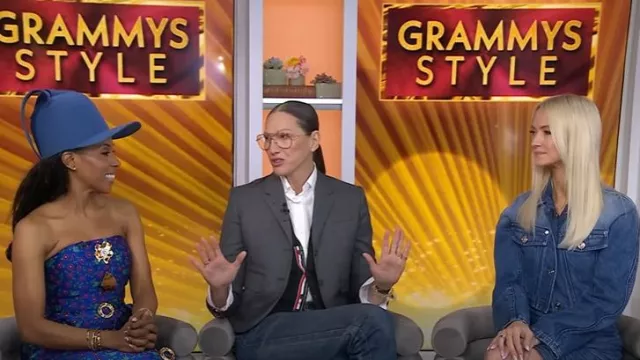 Versace Cropped Denim Jacket worn by Zanna Roberts Rassi as seen in Today with Hoda & Jenna on February 3, 2025