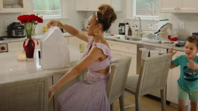 Astr the Label Ruffle Cutout Maxi Dress worn by Ashley Darby as seen in The Real Housewives of Potomac (S09E17)