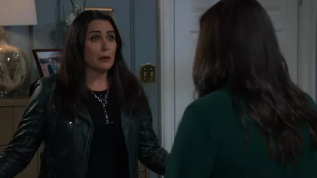 Mauritius Christy Rf Star Detail Leather Jacket worn by  Lois Cerullo(Rena Sofer) as seen in General Hospital on January 28, 2025