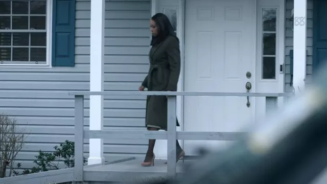 Max Mara Wool Coat with Belt worn by Catherine Weaver (Amanda Warren) as seen in The Night Agent (S02E04)