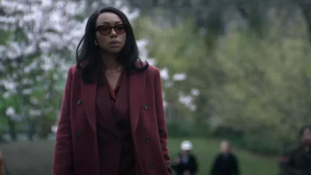 Joseph Camia Double-Breasted Wool-Blend Coat worn by Catherine Weaver (Amanda Warren) as seen in The Night Agent (S02E06)