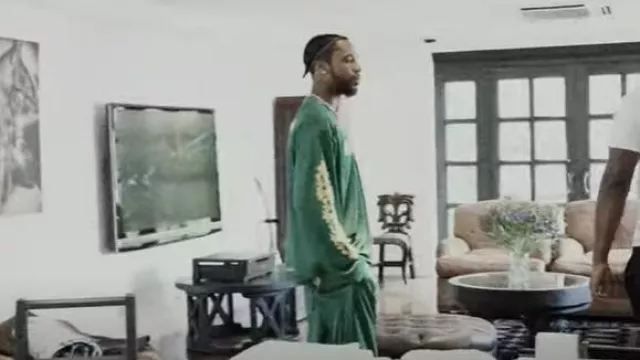 Chrome Hearts Vert & Jaune Floral Cross Mesh Pantalon porté par Key Glock dans Key Glock - 3AM In ToKEYo (Vidéo Officielle)