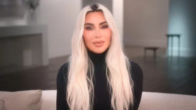 Skims Essential Mock Neck Long Sleeve Bodysuit worn by Khloé Kardashian as seen in The Kardashians (S06E01)