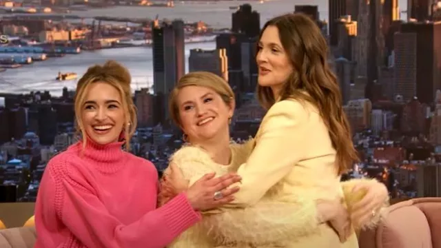 Michael Kors Collection Georgina Parchment One Button Blazer worn by Drew Barrymore as seen in The Drew Barrymore Show on February 7, 2025