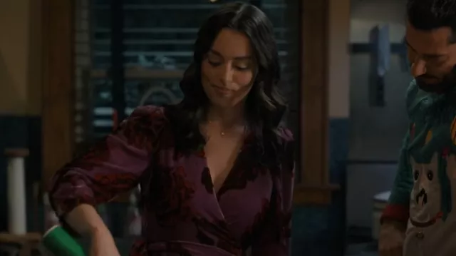 Rhode Lainey Midi Dress In Camellia Vine Crocus Velvet worn by Annie Sullivan (Anneliese Judge) as seen in Sweet Magnolias (S04E09)