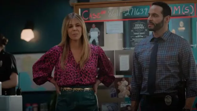 Zadig & Voltaire Titus Print Leo Blouse worn by Morgan Gillory (Kaitlin Olson) as seen in High Potential (S01E13)