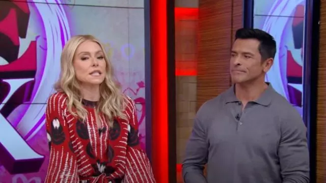 Altuzarra Peirene Printed Maxi Dress worn by Kelly Ripa as seen in LIVE with Kelly and Mark on February 11, 2025