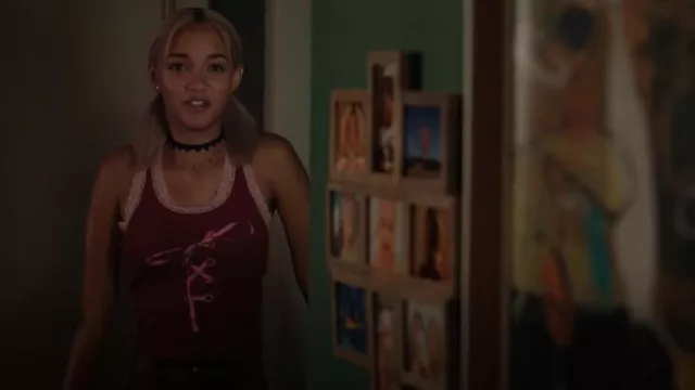 Urban Outfitters Lace Bow Tank worn by Ava (Amirah J) as seen in High Potential (S01E13)