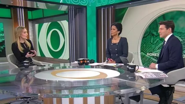 Robe Shoshanna Delancey portée par Kelly O’Grady telle qu’elle est vue dans CBS Mornings le 10 février 2025
