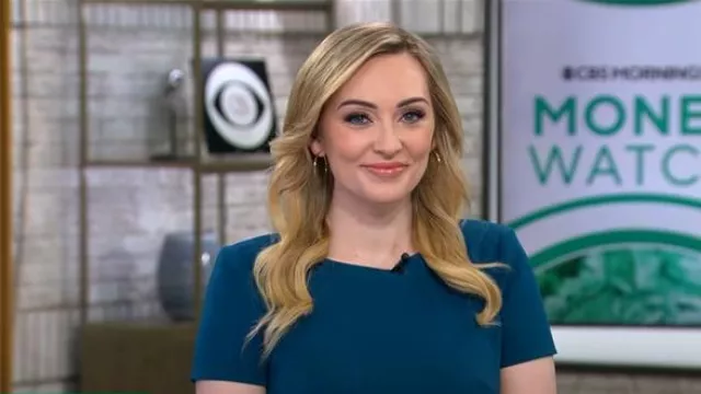 Robe fourreau ceinturée classique Calvin Klein portée par Kelly O’Grady telle qu’elle est vue dans CBS Mornings le 11 février 2025