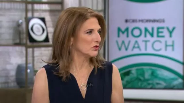 Hugo Boss Dency Dress worn by Jill Schlesinger as seen in CBS Mornings on February 11, 2025