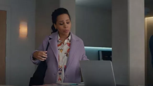 Maje Mauve Double-Sided Bouclé Coat worn by Dr. Gina Walker (Amirah Vann) as seen in Doc (S01E04)