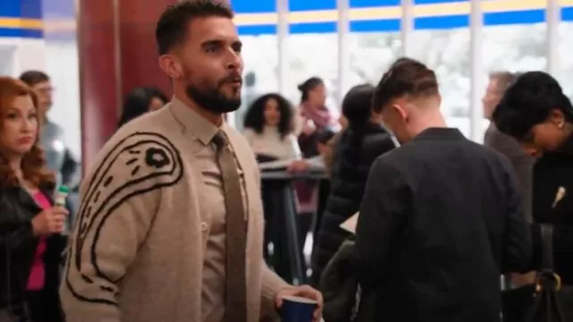 NN07 Kyle Embroidery Cardigan worn by Manny (Josh Segarra) as seen in Abbott Elementary (S04E14)