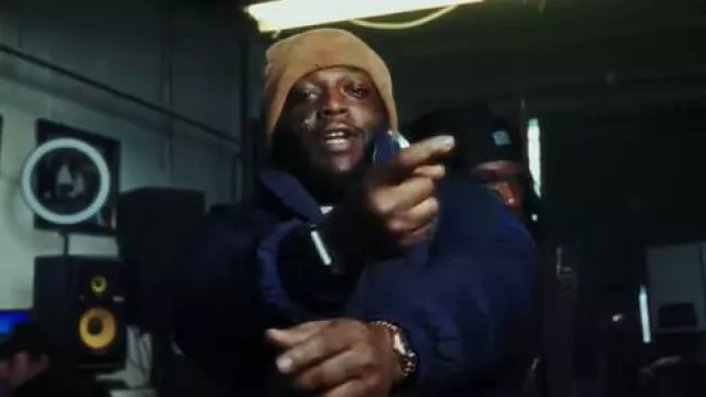 Louis Vuitton Beige Chunky Monogram 'LV Crush' Beanie worn by Rio Da Yung Og in Rio Da Yung OG - 4 Minutes Of Hell (Official Video)