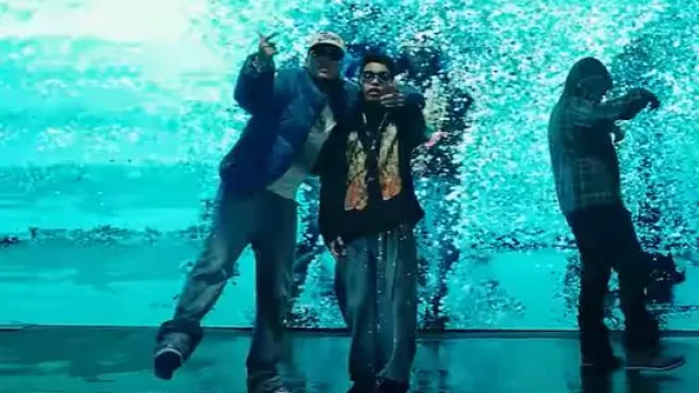 Amiri Antique Indigo Paint Splatter 'Release Hem' Jeans worn by Blessd in ULTRA COMPLICADO REMIX (VIDEO OFICIAL) | BLESSD ❌ KENNY DIE ❌ KRIS R FEAT SEBAS