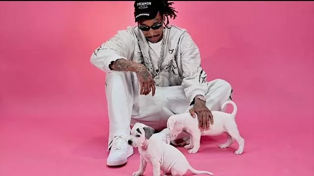 Balenciaga Sweat à capuche zippé blanc collant à imprimé tatouage porté par Wiz Khalifa dans Wiz Khalifa - In The Sky Freestyle [Clip officiel]