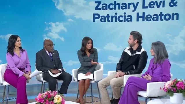 Me + Em Regular-Length Textured Subtle Flare Pant worn by Patricia Heaton as seen in Today on February 18, 2025