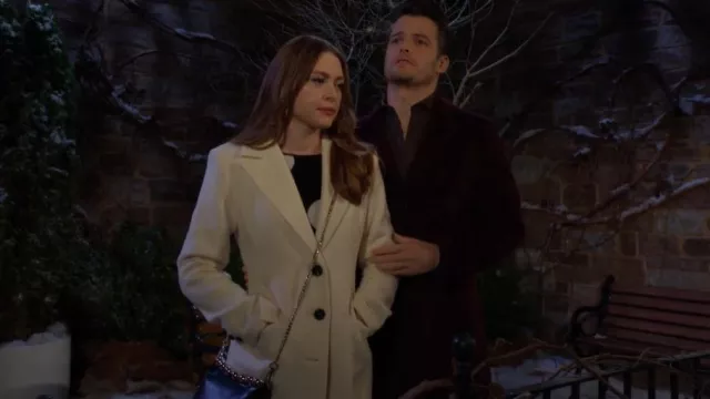 Avec Les Filles Cutaway Coat in Cream worn by  Claire Grace(Hayley Erin) as seen in The Young and the Restless on February 17, 2025