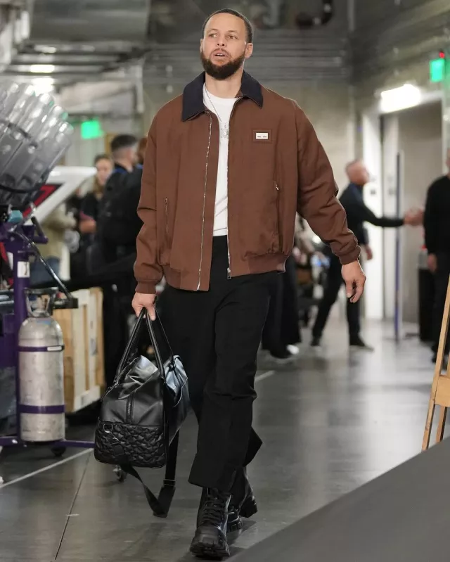 Prada Black Cargo-Pocket 'Monolith' Boots worn by Stephen Curry on the Instagram account @nbafashionfits