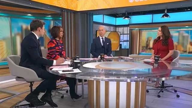 Maggy London Robe midi à manches courtes et cravate portée par Nikki Battiste comme on le voit dans CBS Mornings le 17 février 2025