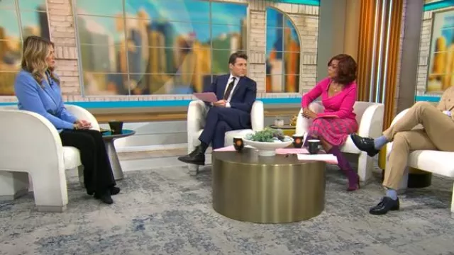 INC International Concepts Asymmetrical Rib Sweater worn by Gayle King as seen in CBS Mornings on  February 18, 2025
