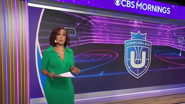A.L.C. Adrian Dress in Clover worn by Gayle King as seen in CBS Mornings on February 19, 2025