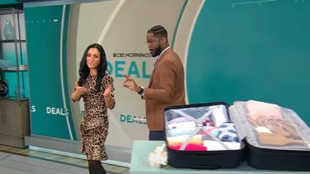 Dolce & Gabbana Silk Cheetah Dress worn by Elizabeth Werner as seen in CBS Mornings on February 21, 2025
