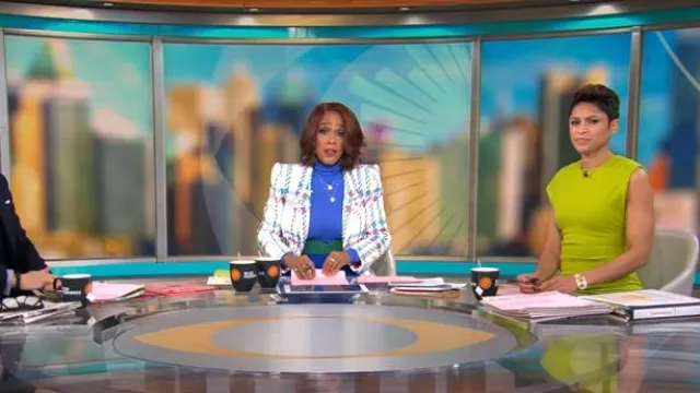 Sergio Hudson Checked Cotton-blend Blazer worn by Gayle King as seen in CBS Mornings on February 21, 2025