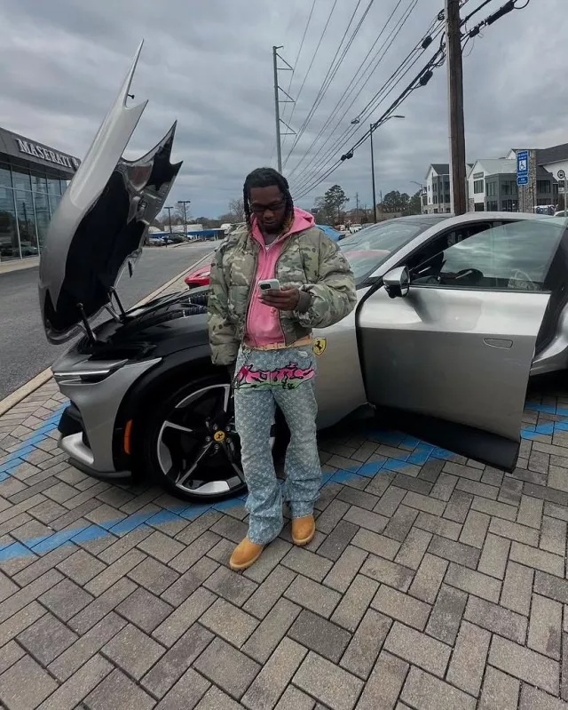 Rick Owens Black & Pink Narrow Fog Sunglasses worn by Offset on the Instagram account @offsetyrn