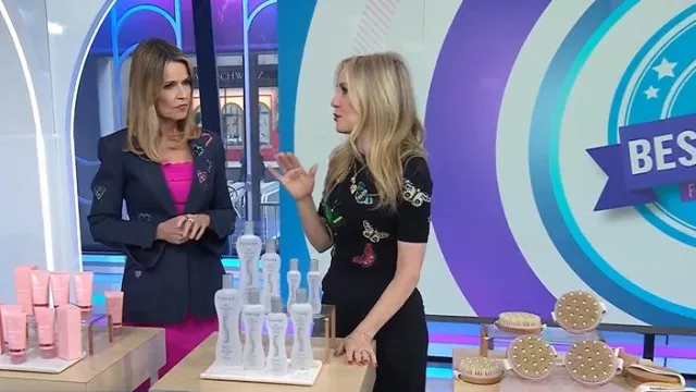 Cinq a Sept Cheyenne Denim Blazer worn by Savannah Guthrie as seen in Today on February 25, 2025