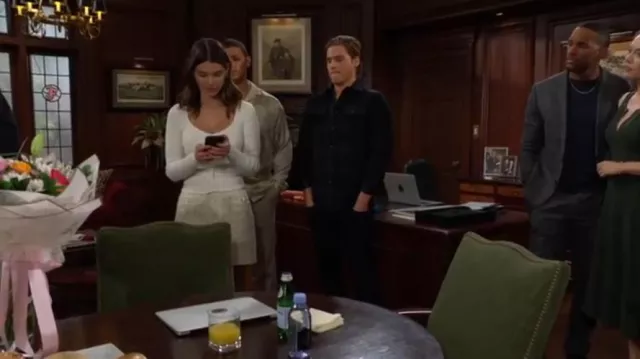 Assignment Tai Mini Skirt worn by  Electra Forrester(Laneya Grace) as seen in The Bold and the Beautiful on February 14, 2025