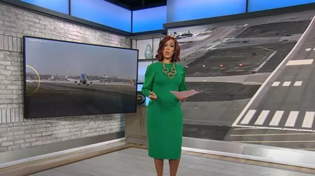 New York & Company Belted Sweater Dress worn by Gayle King as seen in CBS Mornings on  February 26, 2025