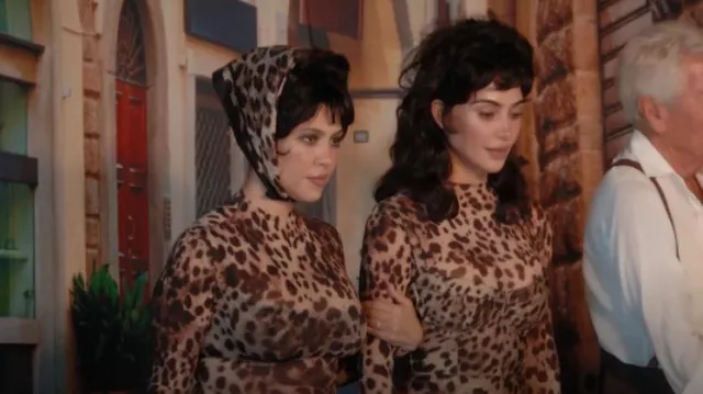 Dolce & Gabbana Leopard Print Square Silk Scarf worn by Kourtney Kardashian as seen in The Kardashians (S06E04)