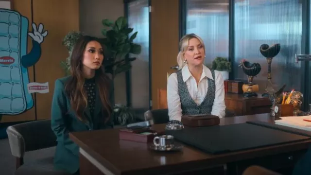 Anne Klein Green Single Breasted Blazer worn by Ali Lee (Brenda Song) as seen in Running Point (S01E02)