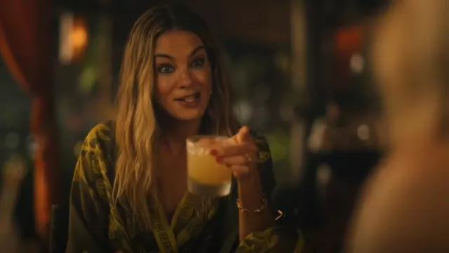 Pin Up Stars Viscose Satin Prince Charming Kimono worn by Jaclyn Lemon (Michelle Monaghan) as seen in The White Lotus (S03E03)