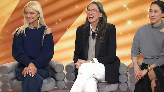 Simkhai Monroe Embellished Sweater worn by Zanna Roberts Rassi as seen in Today with Jenna & Friends on March 3, 2025