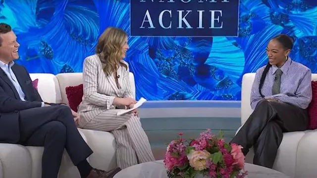 Bottega Veneta Chemise oversize en popeline rayée portée par Naomi Ackie comme on le voit dans Today with Jenna & Friends le 4 mars 2025