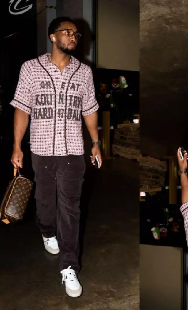 Louis Vuitton Brown Monogram Double-Zip Toiletry Bag worn by Donovan Mitchell on the Instagram account @cavs