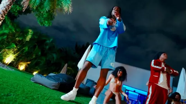 Chrome Hearts Light Blue CH-Logo Mesh Shorts worn by Polo G in Hurricane Wisdom ft. Polo G - Giannis Remix (Official Music Video)