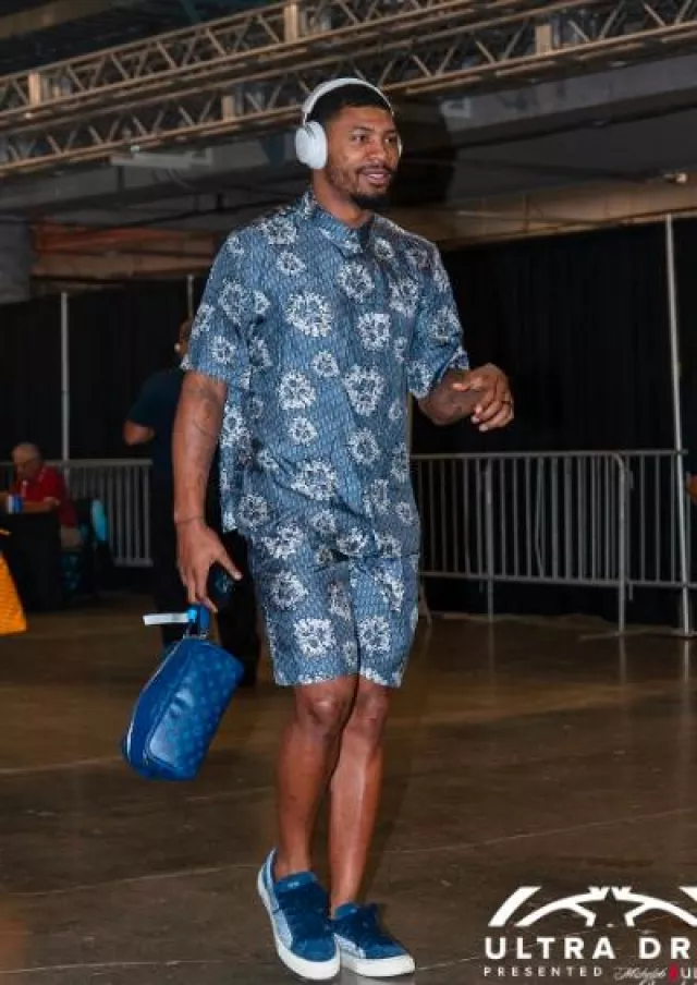 Louis Vuitton Cobalt Blue Monogram Toiletry Bag worn by Marcus Smart on the Instagram account @washwizards