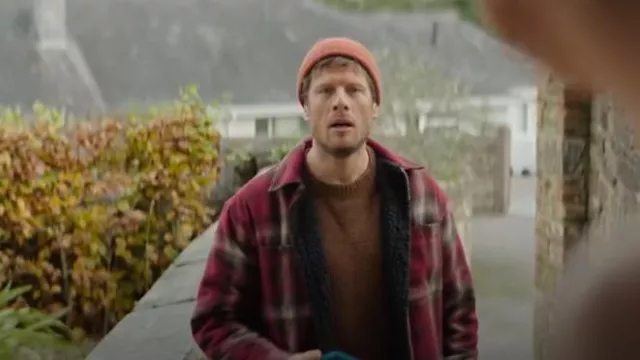 Asda Red Checked Borg Lined Shacket worn by Pete Riley (James Norton) as seen in Playing Nice (S01E02)