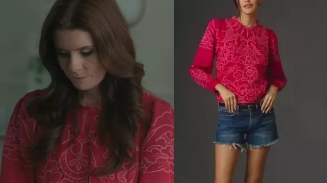 Blouse brodée rose de Maddie Townsend (JoAnna Garcia) en magnolias doux (S04E02)
